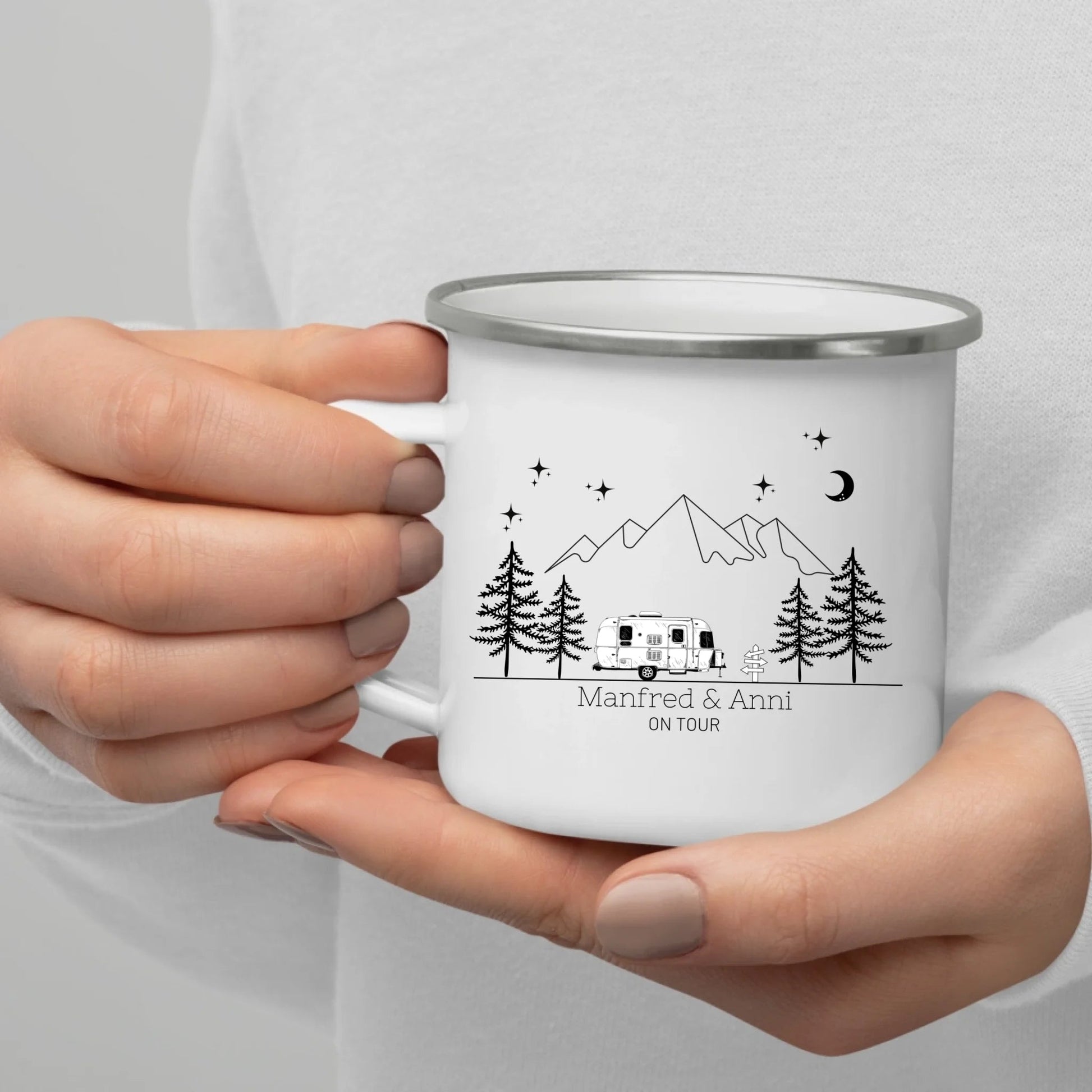 Personalisierte Emaille Camping Tasse "Retro Camper" Little Mathilda Little Mathilda Emaille Tasse