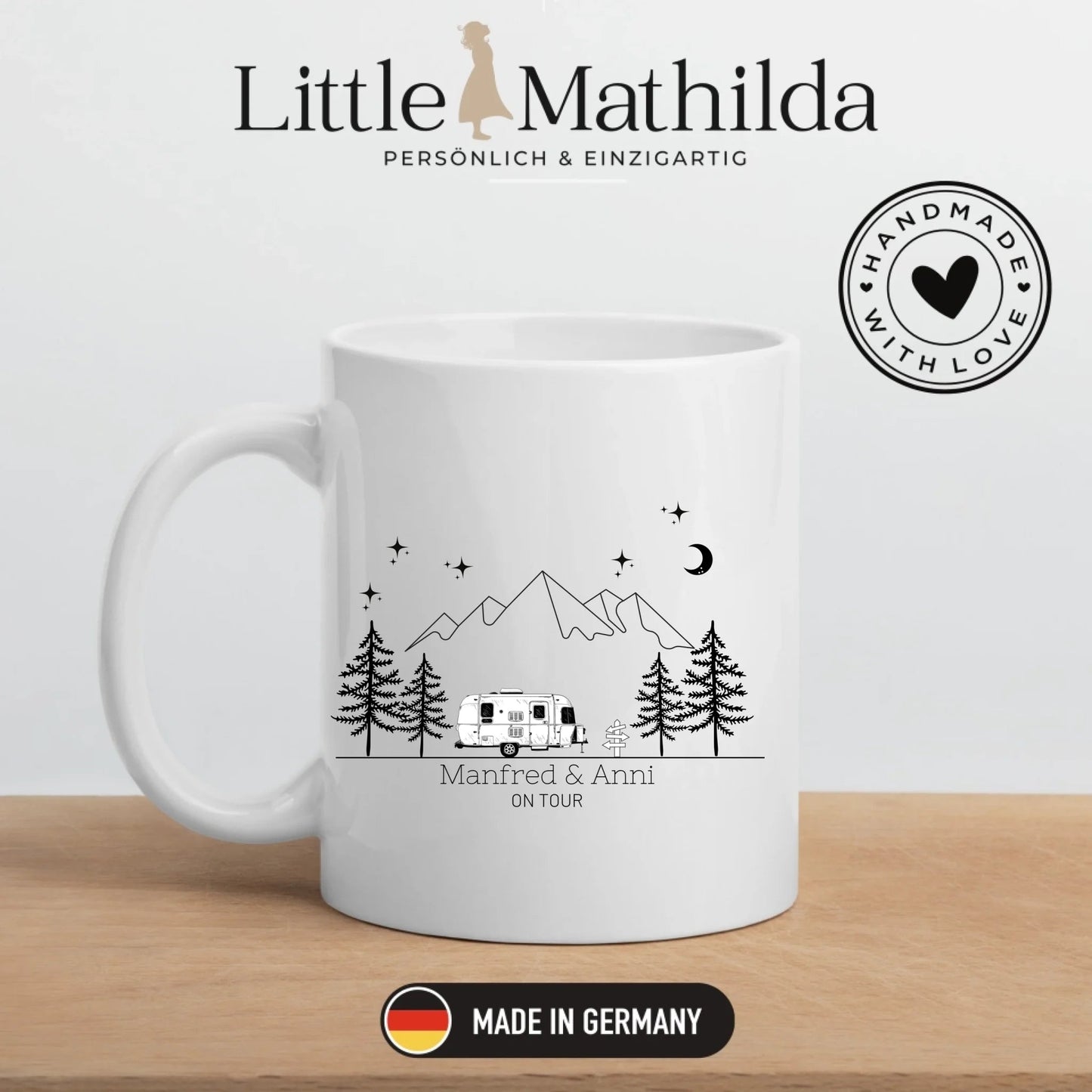 Personalisierte Emaille Camping Tasse "Retro Camper" Little Mathilda Little Mathilda Emaille Tasse