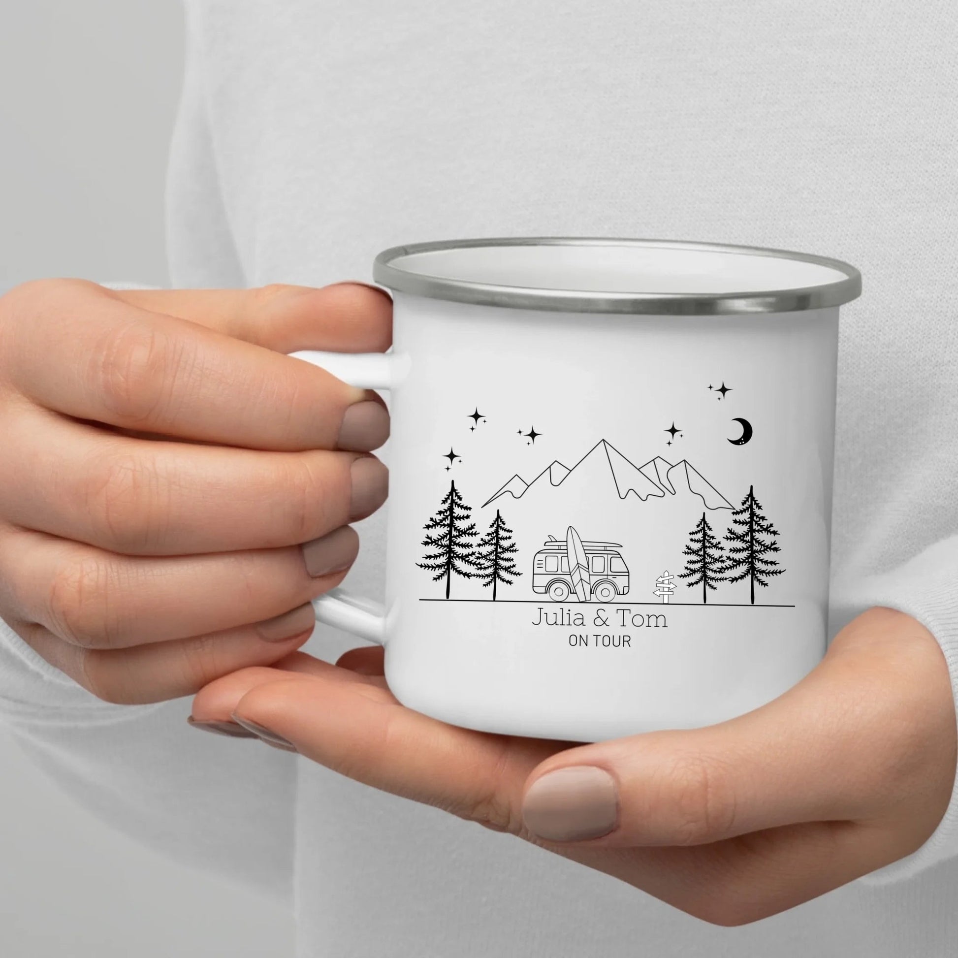 Personalisierte Emaille Camping Tasse "Surfer Van" Little Mathilda Little Mathilda Emaille Tasse