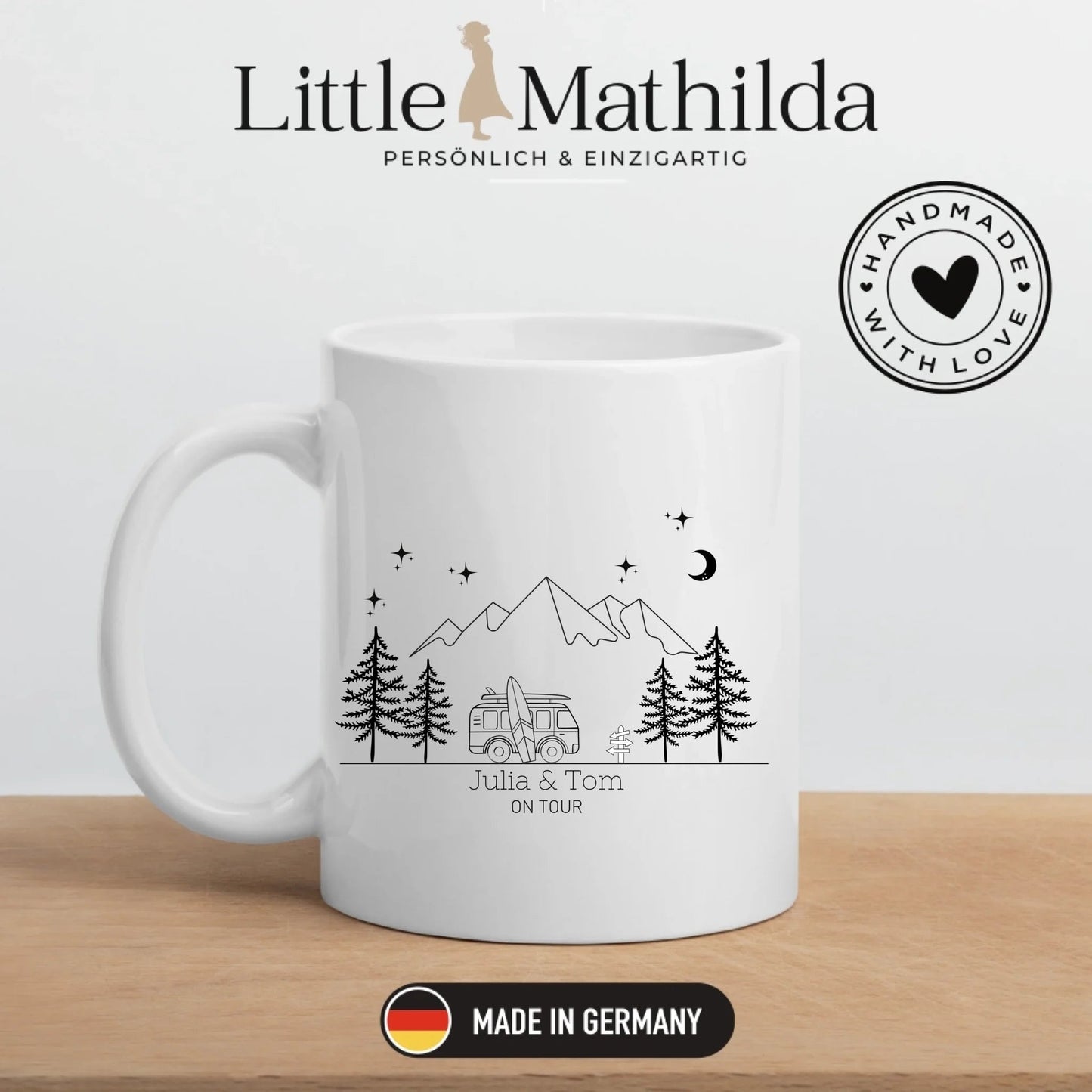 Personalisierte Emaille Camping Tasse "Surfer Van" Little Mathilda Little Mathilda Emaille Tasse