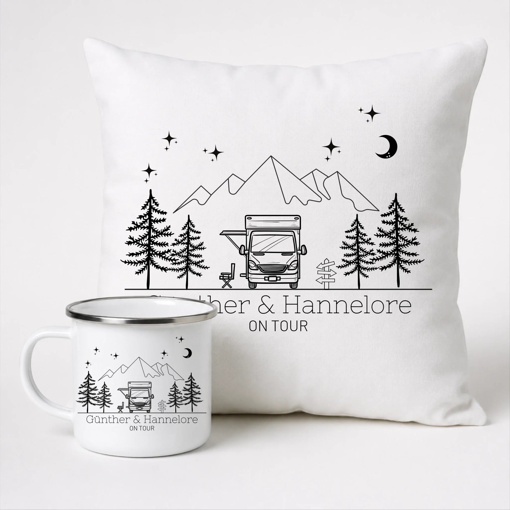 Personalisierte Emaille Camping Tasse Wohnmobil / Wohnwagen Little Mathilda Little Mathilda Emaille Tasse