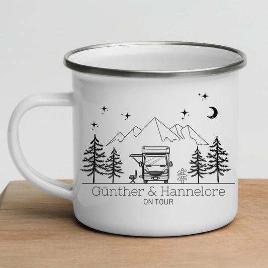 Personalisierte Emaille Camping Tasse Wohnmobil / Wohnwagen Little Mathilda Little Mathilda Emaille Tasse
