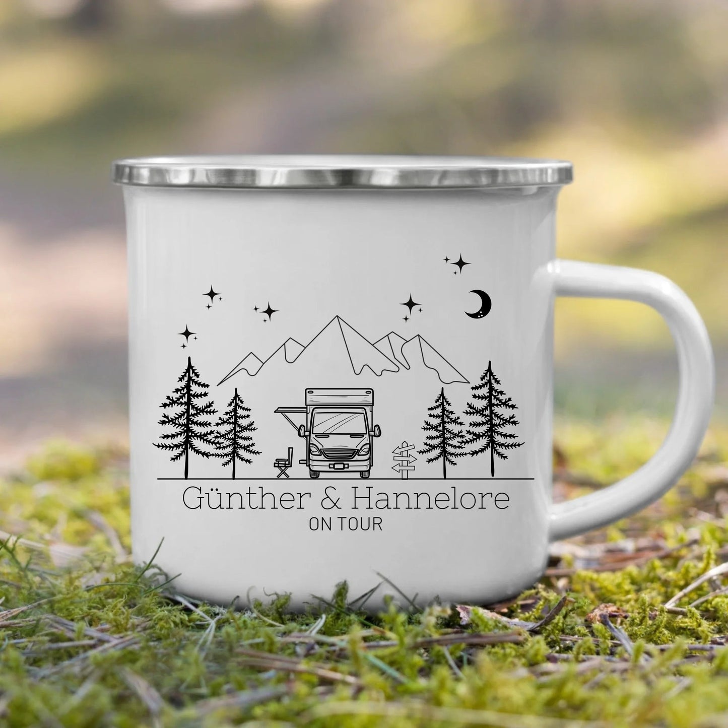Personalisierte Emaille Camping Tasse Wohnmobil / Wohnwagen Little Mathilda Little Mathilda Emaille Tasse