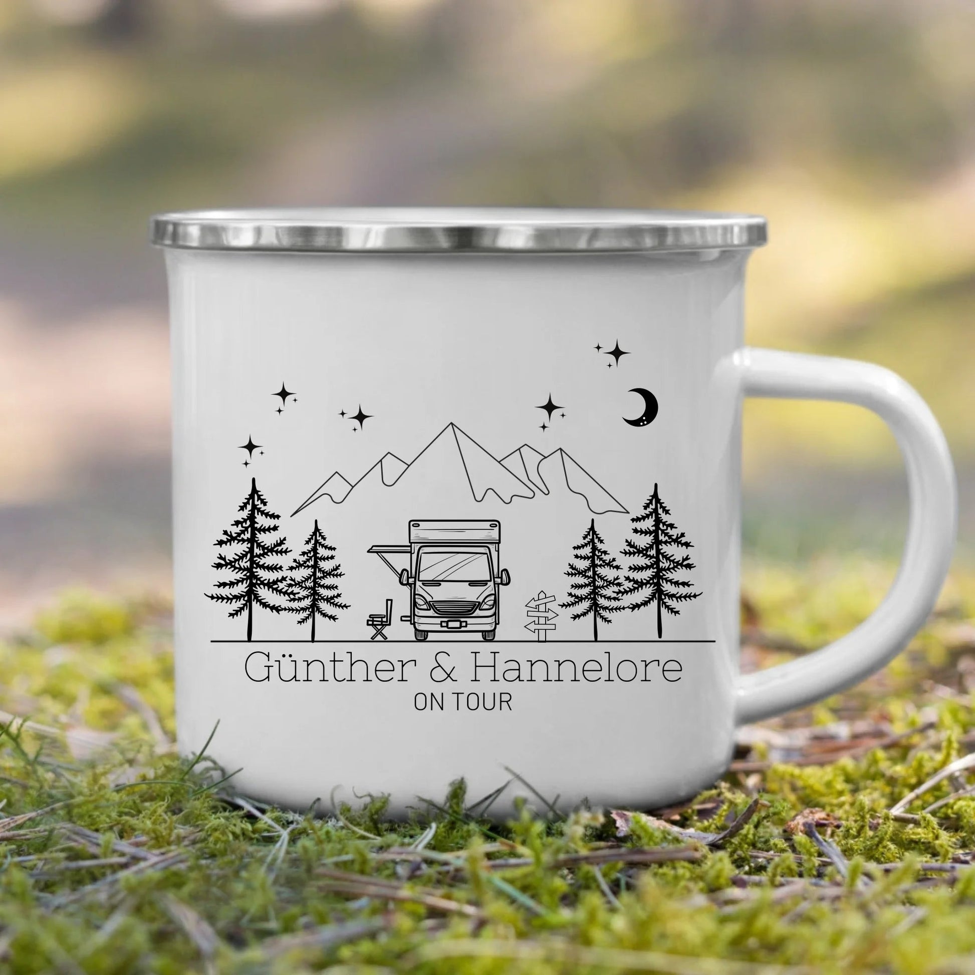 Personalisierte Emaille Camping Tasse Wohnmobil / Wohnwagen Little Mathilda Little Mathilda Emaille Tasse