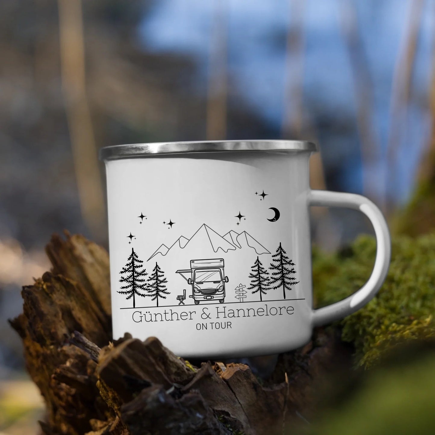 Personalisierte Emaille Camping Tasse Wohnmobil / Wohnwagen Little Mathilda Little Mathilda Emaille Tasse