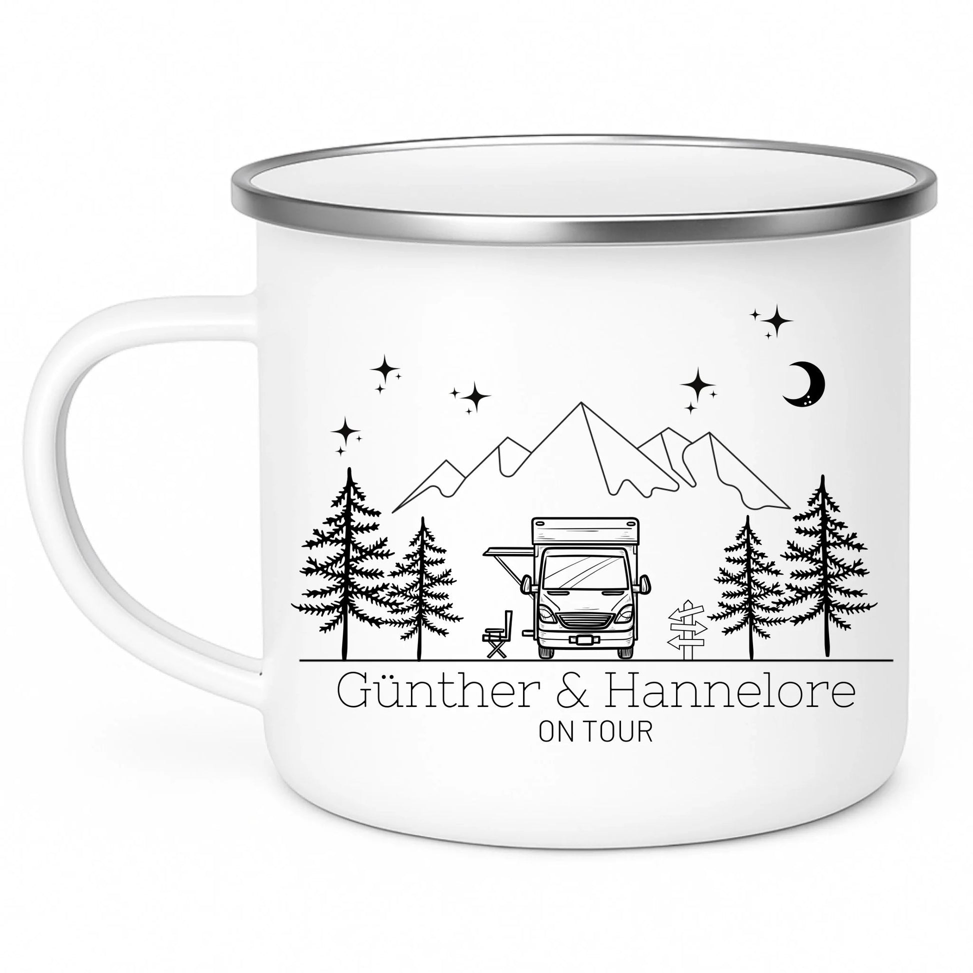 Personalisierte Emaille Camping Tasse Wohnmobil / Wohnwagen Little Mathilda Little Mathilda Emaille Tasse
