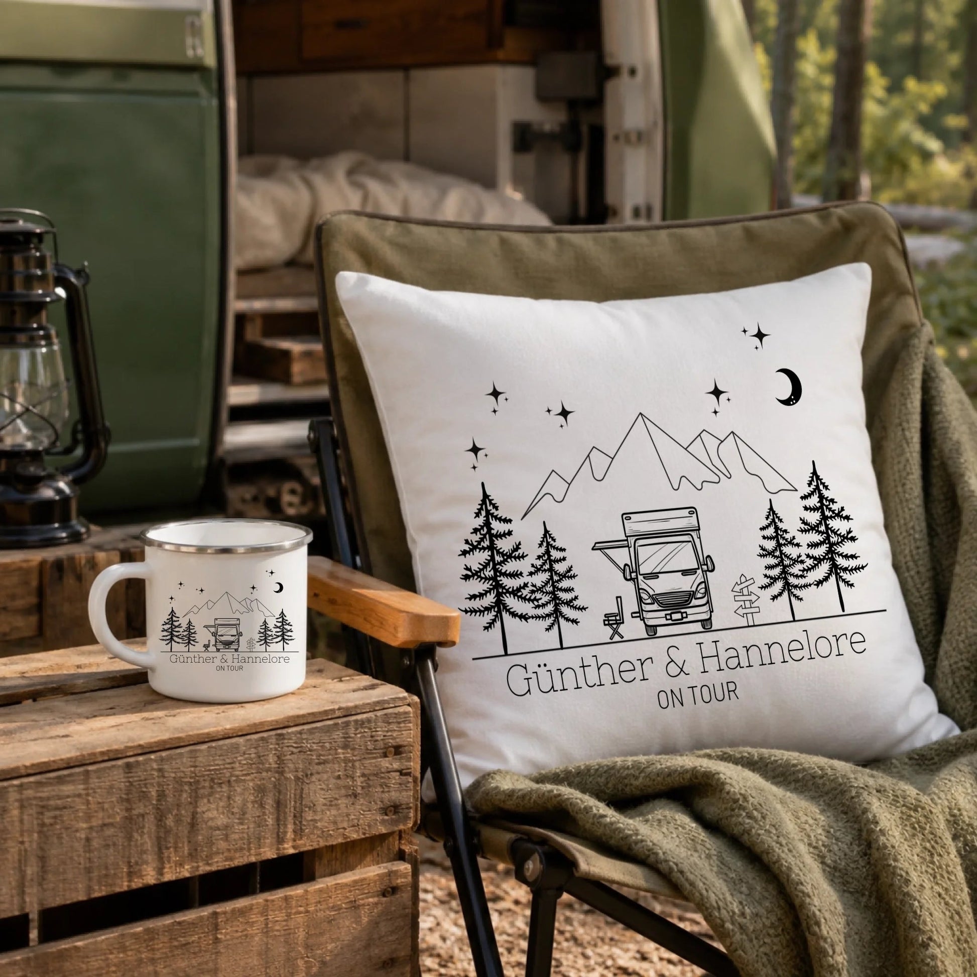 Personalisierte Emaille Camping Tasse Wohnmobil / Wohnwagen Little Mathilda Little Mathilda Emaille Tasse