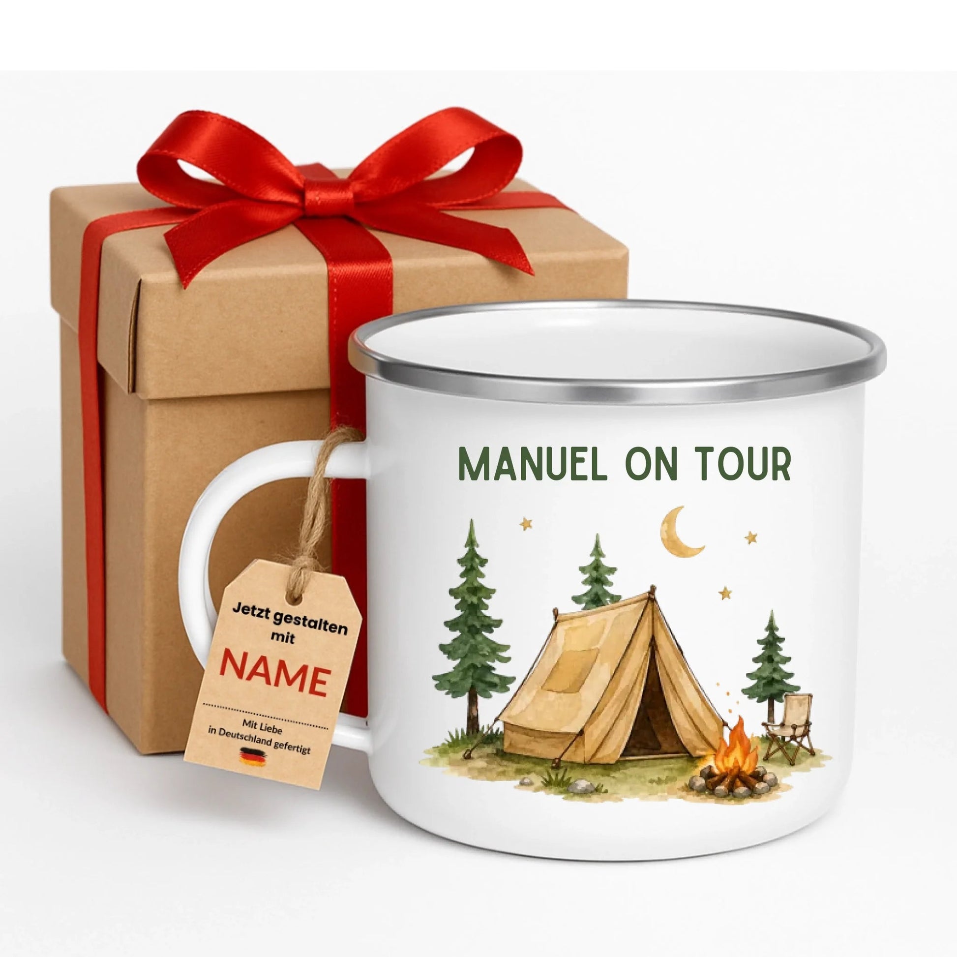 Personalisierte Emaille Camping Tasse Zelturlaub Little Mathilda Little Mathilda Emaille Tasse