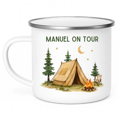 Personalisierte Emaille Camping Tasse Zelturlaub Little Mathilda Little Mathilda Emaille Tasse