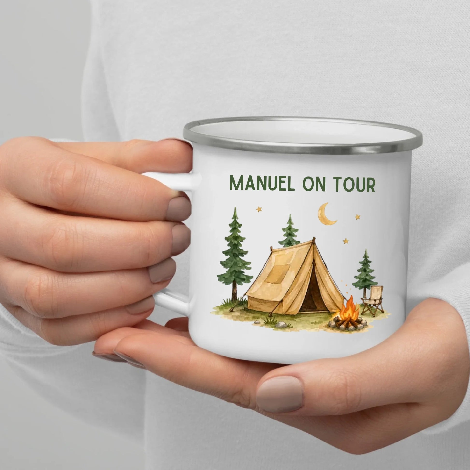 Personalisierte Emaille Camping Tasse Zelturlaub Little Mathilda Little Mathilda Emaille Tasse