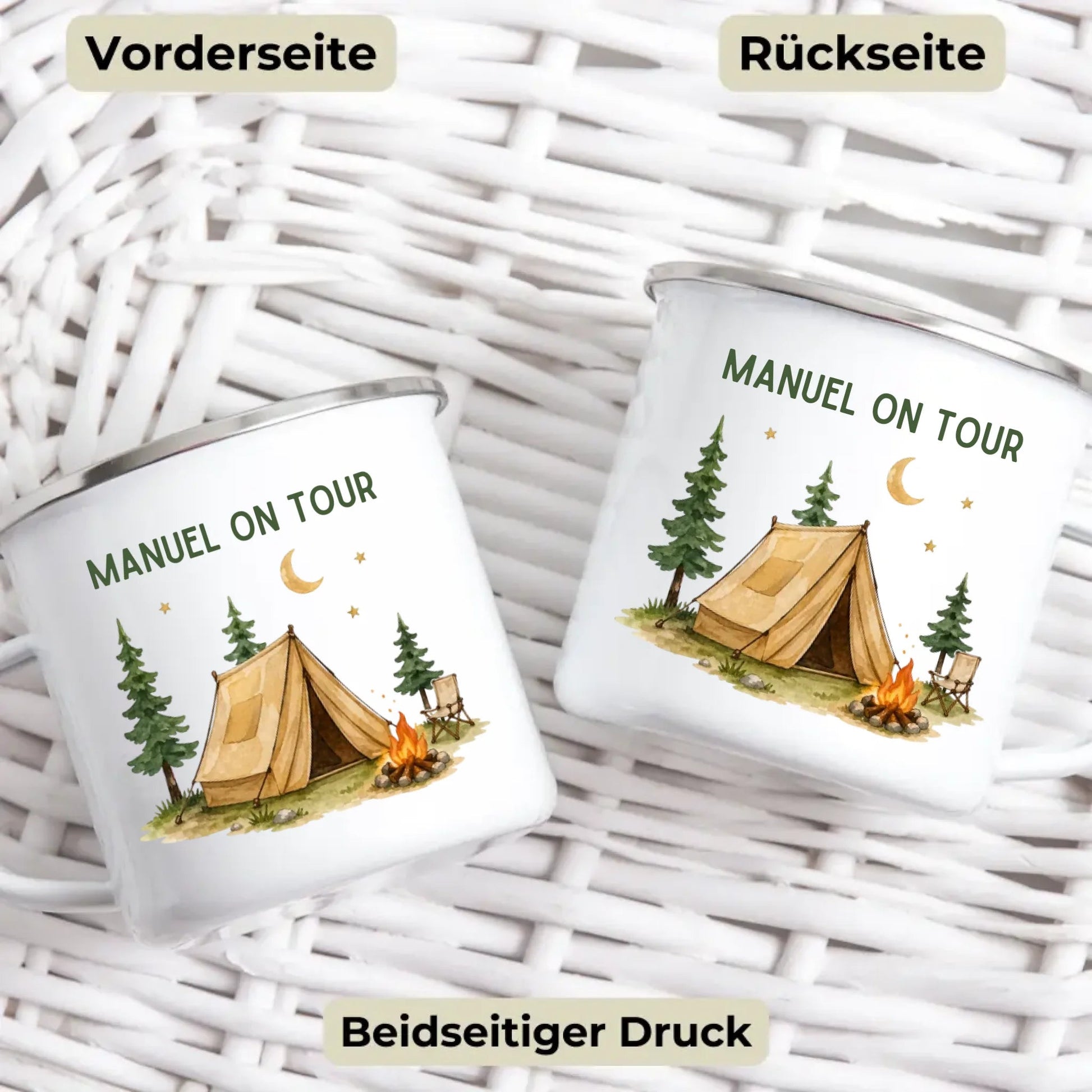 Personalisierte Emaille Camping Tasse Zelturlaub Little Mathilda Little Mathilda Emaille Tasse