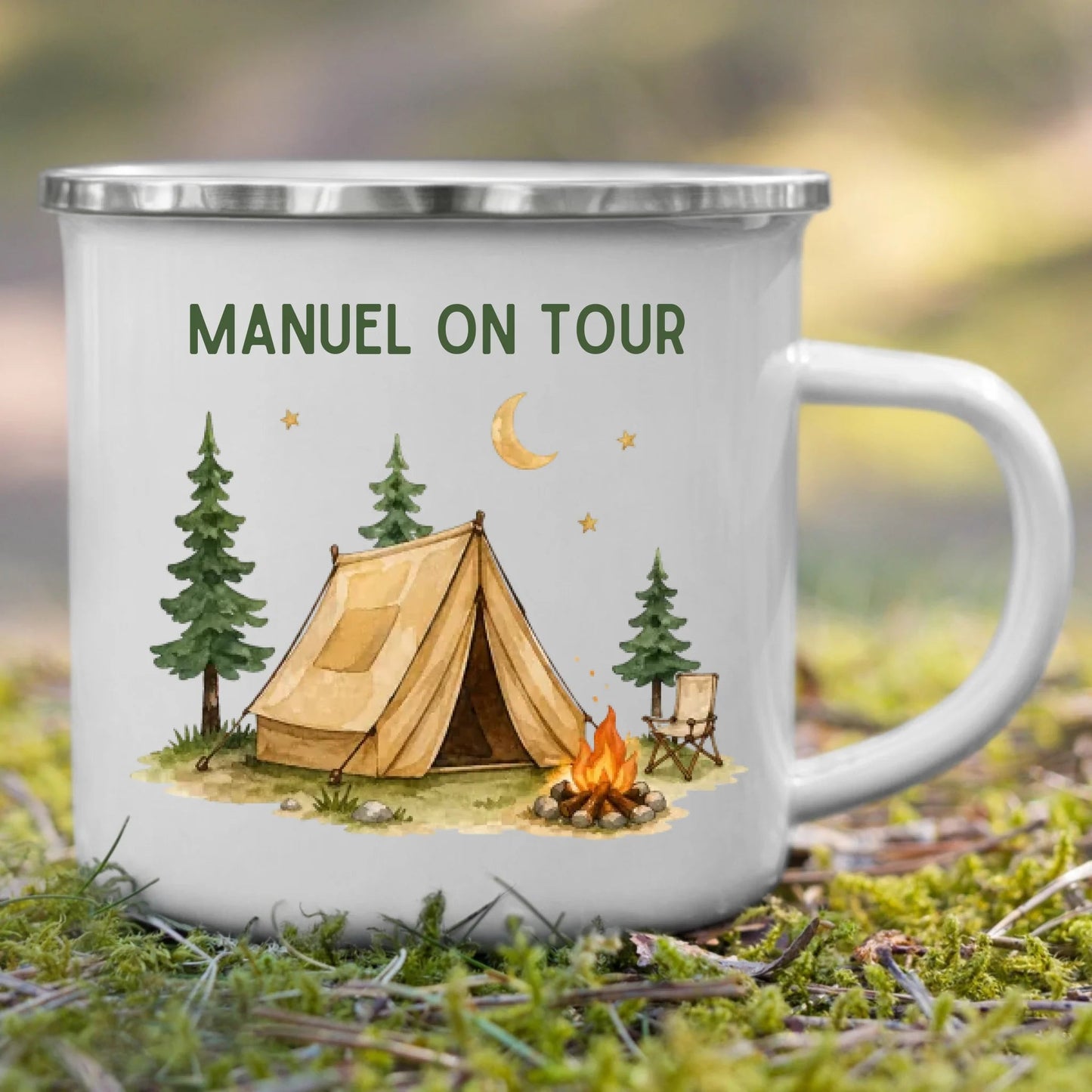 Personalisierte Emaille Camping Tasse Zelturlaub Little Mathilda Little Mathilda Emaille Tasse