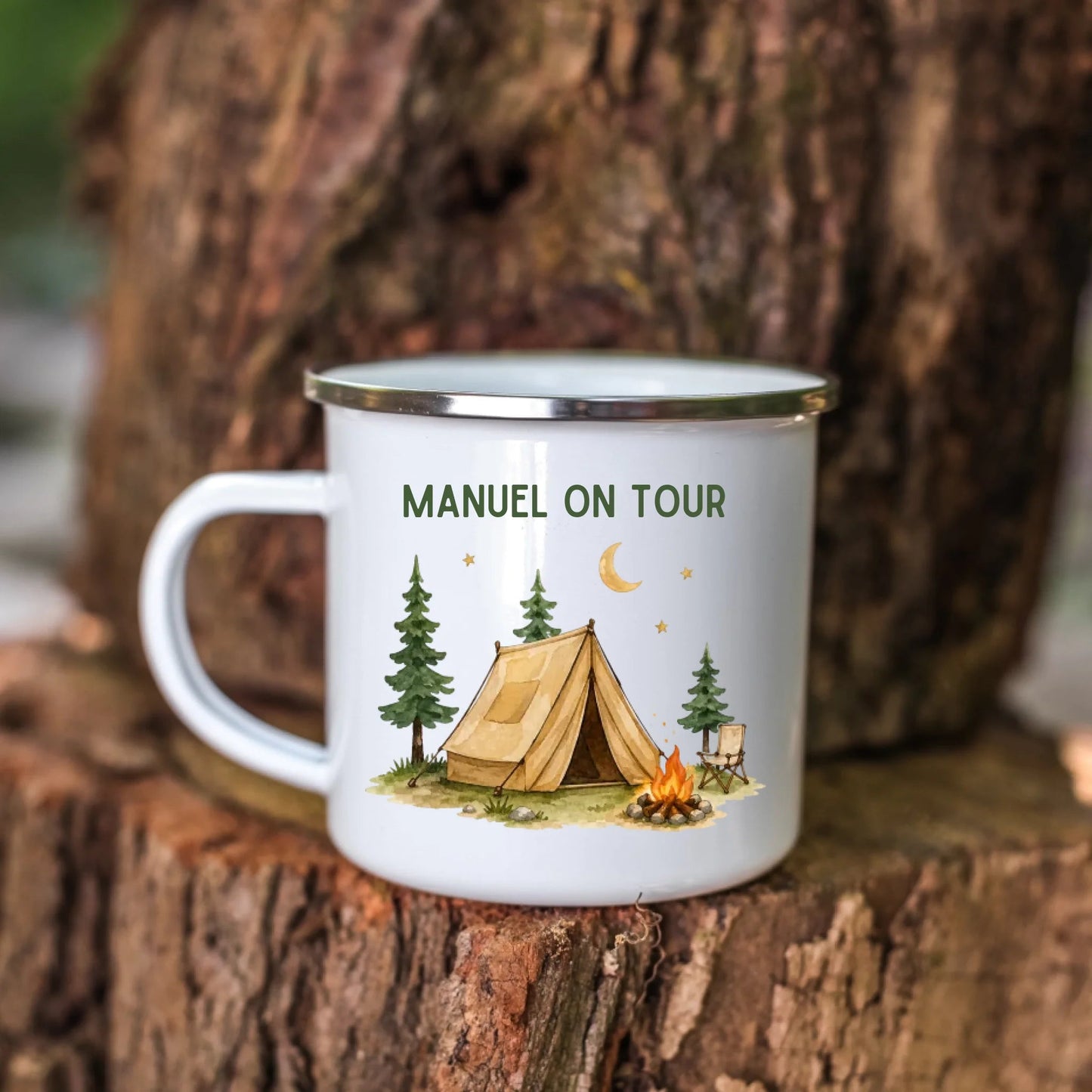 Personalisierte Emaille Camping Tasse Zelturlaub Little Mathilda Little Mathilda Emaille Tasse