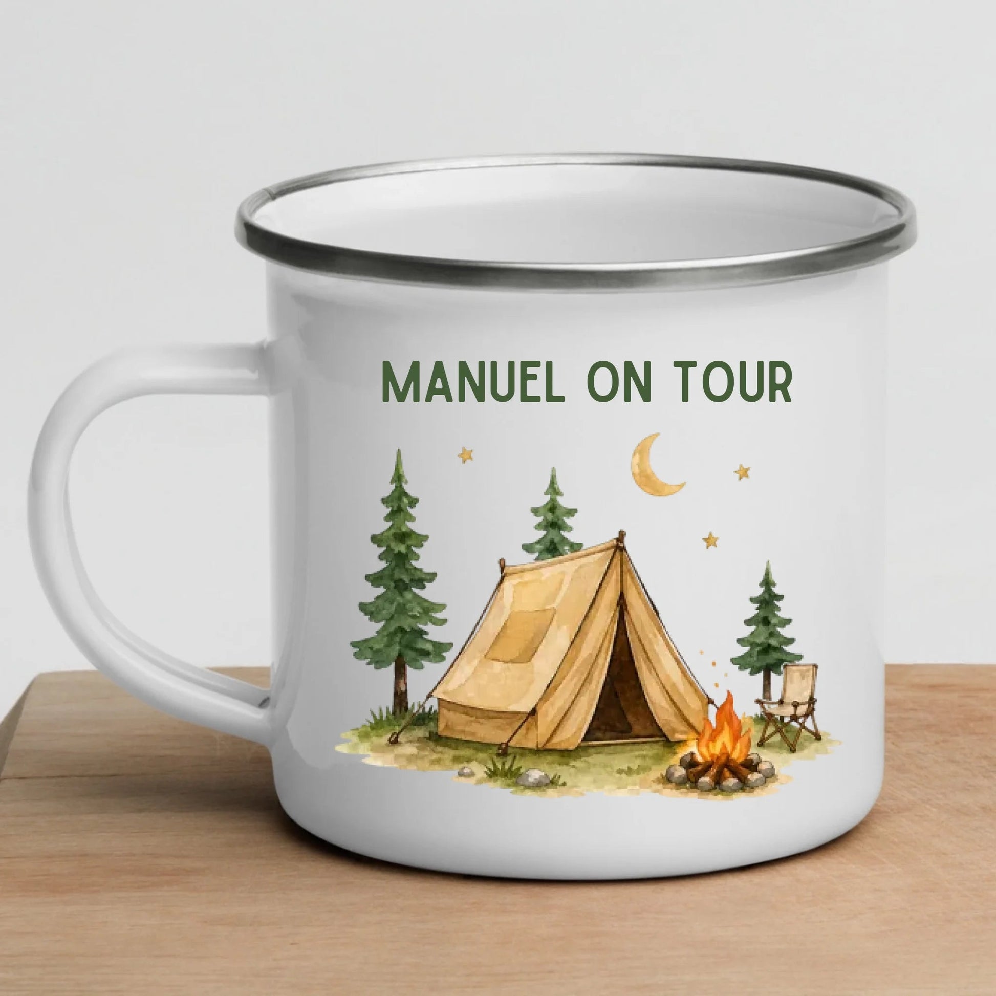 Personalisierte Emaille Camping Tasse Zelturlaub Little Mathilda Little Mathilda Emaille Tasse