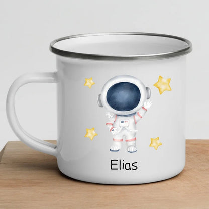 Personalisierte Emaille Kinder Tasse "Hallo" Astronaut Little Mathilda Little Mathilda Emaille Tasse