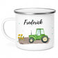 Personalisierte Emaille - Kindertasse mit grünem Traktor Little Mathilda Little Mathilda Emaille Tasse