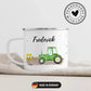 Personalisierte Emaille - Kindertasse mit grünem Traktor Little Mathilda Little Mathilda Emaille Tasse