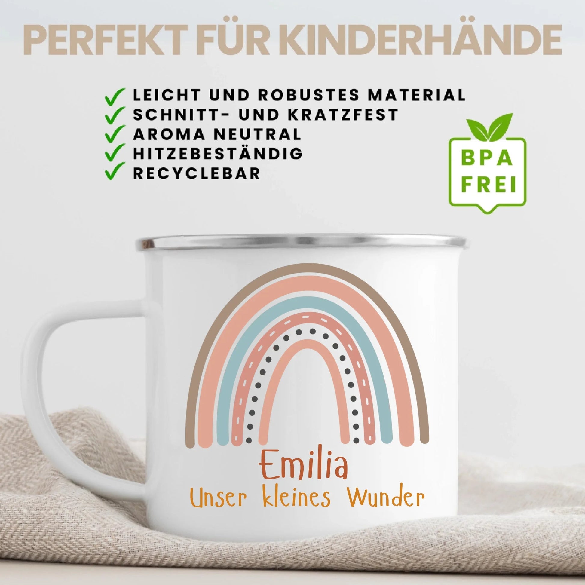 Geschenk zur Einschulung Personalisierte Tasse Schulkind 2025 von Little Mathilda Regenbogentasse mit Namen