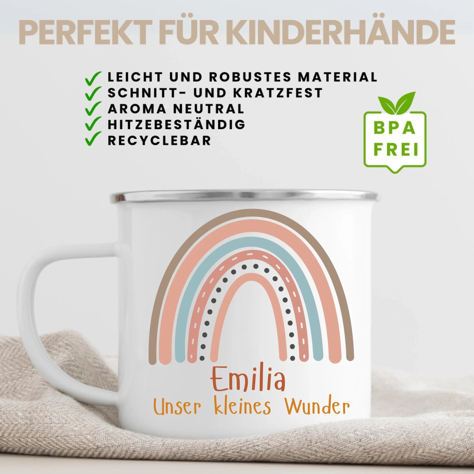 Geschenk zur Einschulung Personalisierte Tasse Schulkind 2025 von Little Mathilda Regenbogentasse mit Namen