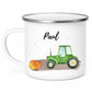Personalisierte Emaille - Kindertasse mit Traktor im Heu Little Mathilda Little Mathilda Emaille Tasse