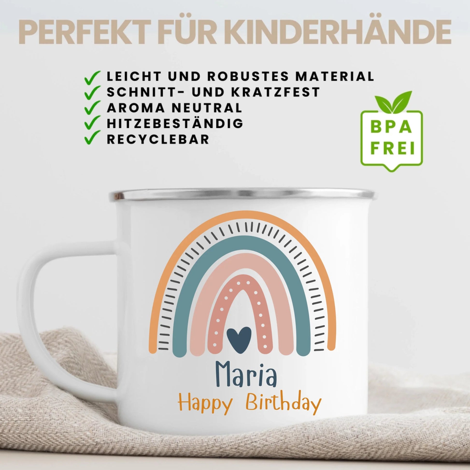 Geschenk zur Einschulung Personalisierte Tasse Schulkind 2025 von Little Mathilda Regenbogentasse mit Namen