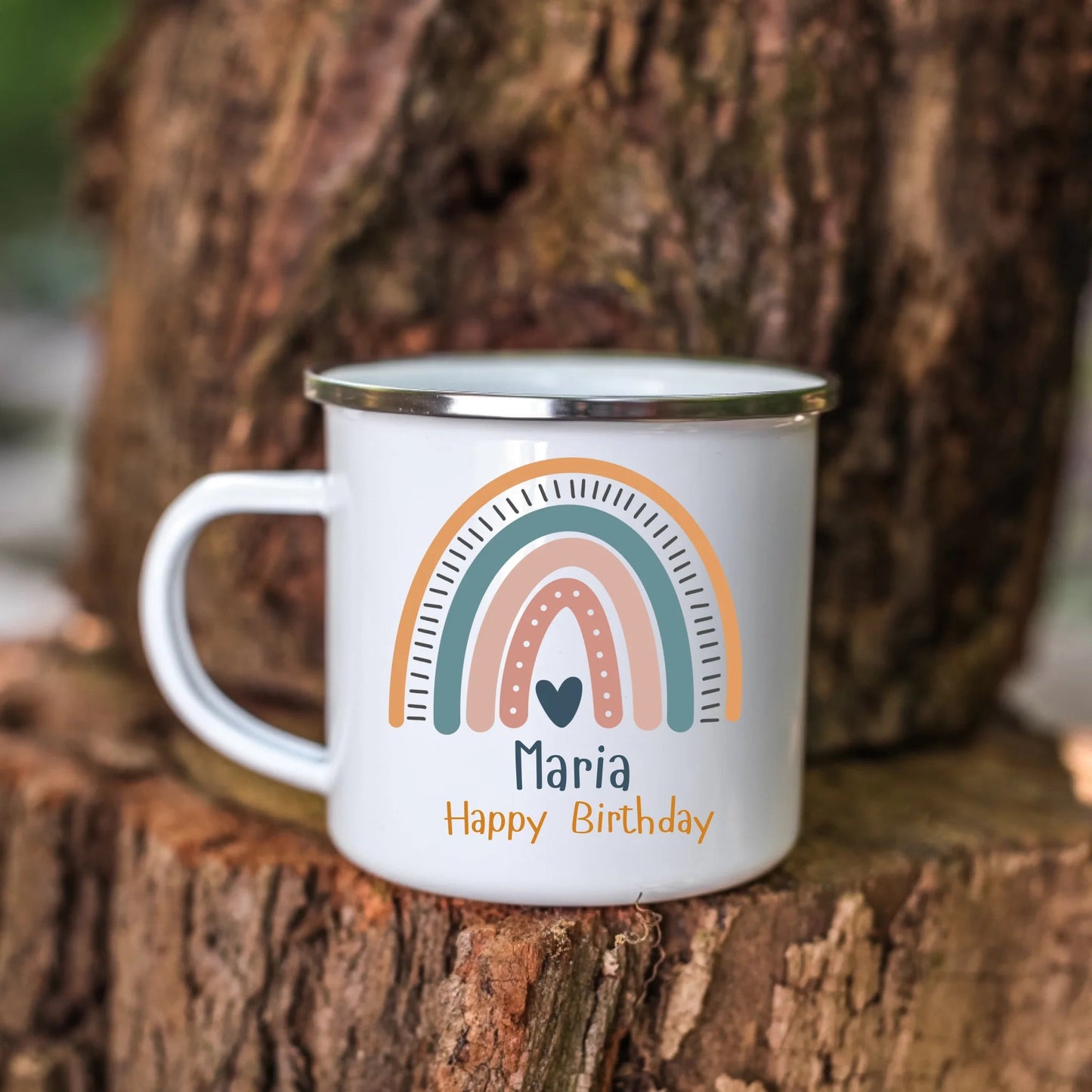 Recycelbare Emaille Kindertasse – bruchsichere und umweltfreundliche Kindertasse mit Namen bedrucken lassen