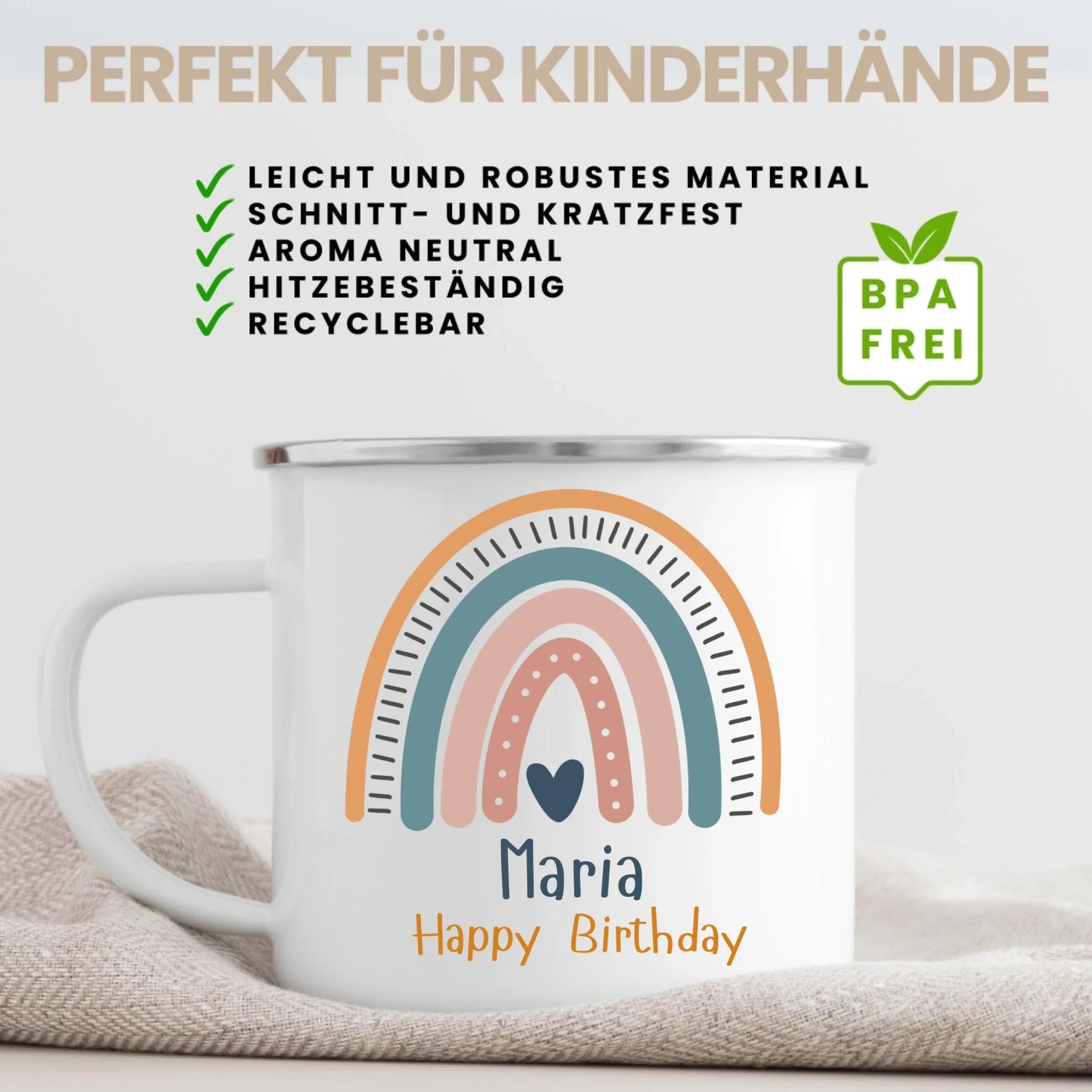 Geschenk zur Einschulung Personalisierte Tasse Schulkind 2025 von Little Mathilda Regenbogentasse mit Namen