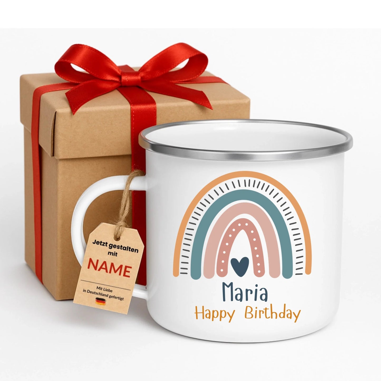 Bruchsichere Emaille Tasse für Kinder – personalisierte Kindertasse mit Namen, kratzfest und nachhaltig hergestellt
