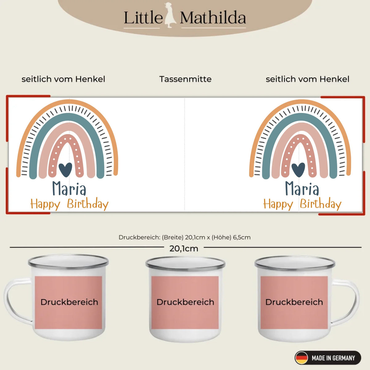 Personalisierte Emaille Kindertasse zum Geburtstag Little Mathilda Little Mathilda Emaille Tasse