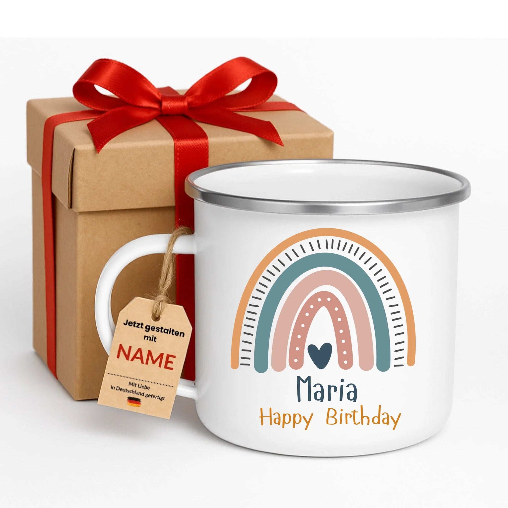 Bruchsichere Emaille Tasse für Kinder – personalisierte Kindertasse mit Namen, kratzfest und nachhaltig hergestellt