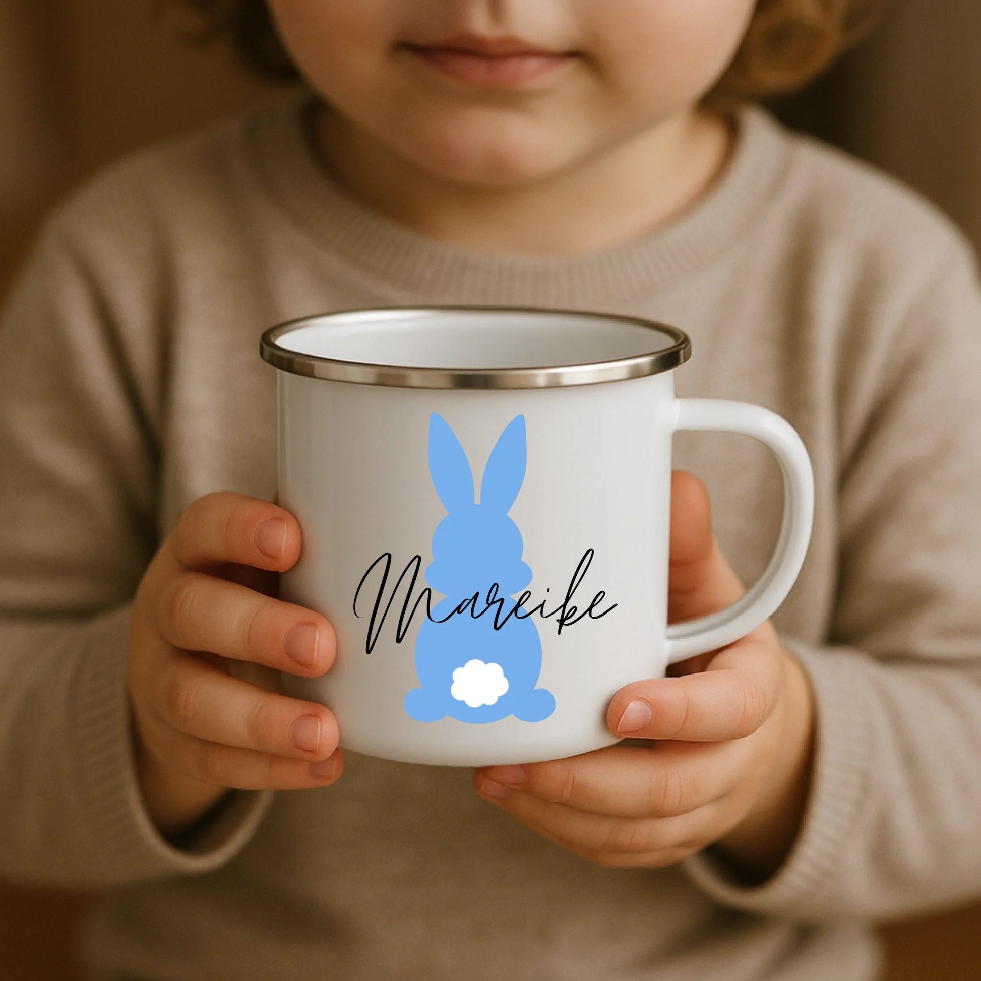 Personalisierte Emaille Ostertassen für Kinder "Bunter Osterhase mit Namen" Little Mathilda Little Mathilda Emaille Tasse