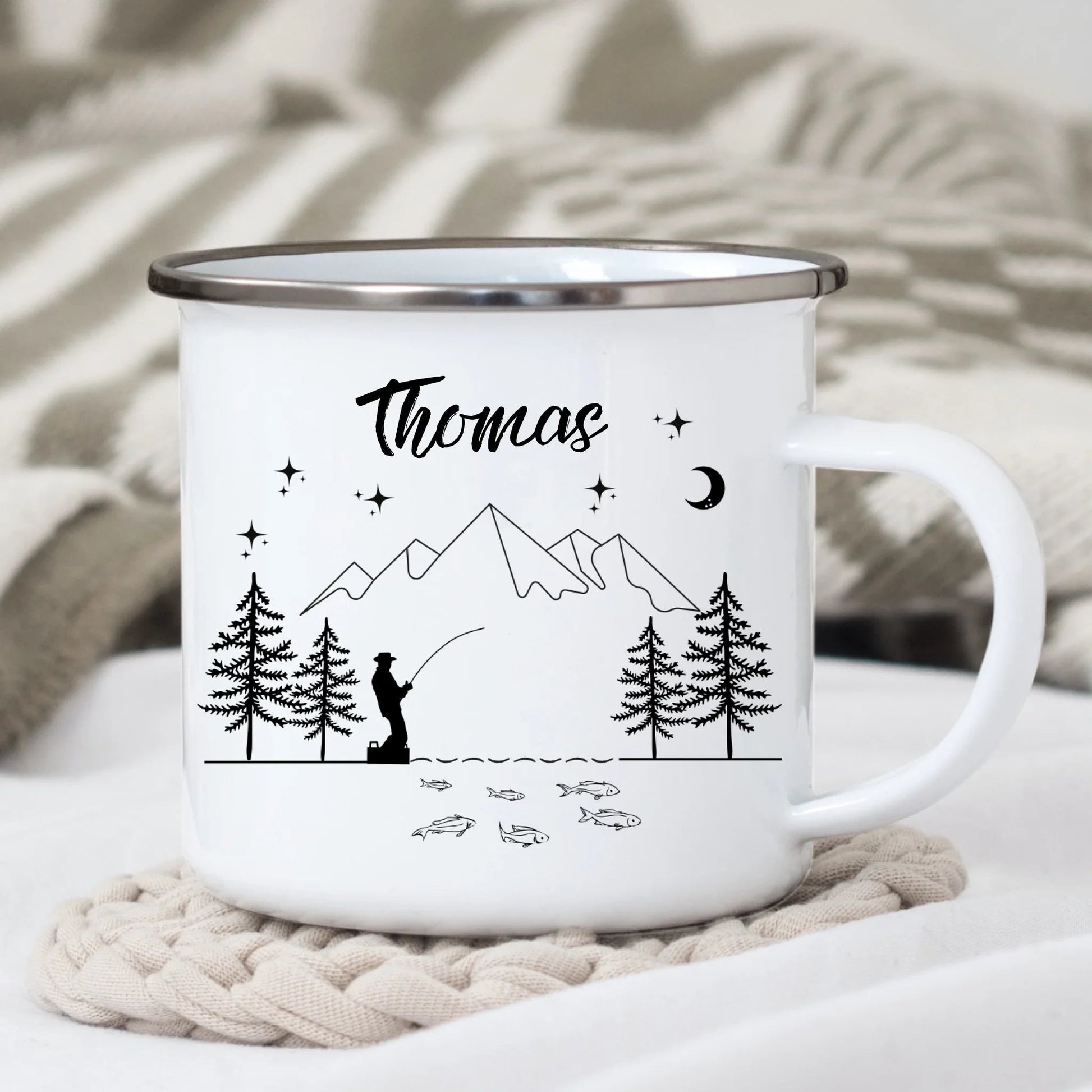 Personalisierte Emaille Tasse Angler "Petri Heil" Little Mathilda Little Mathilda Emaille Tasse