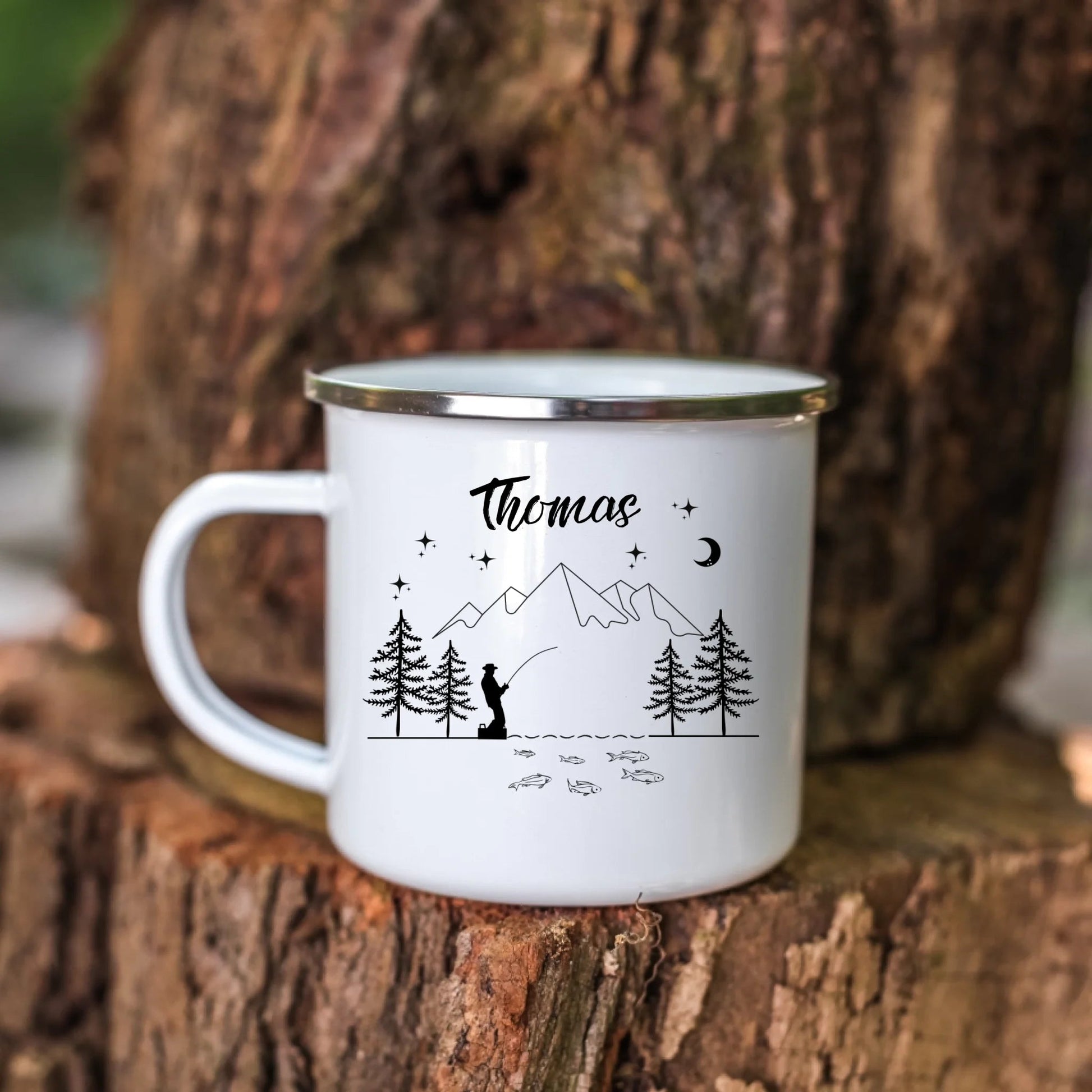 Personalisierte Emaille Tasse Angler "Petri Heil" Little Mathilda Little Mathilda Emaille Tasse