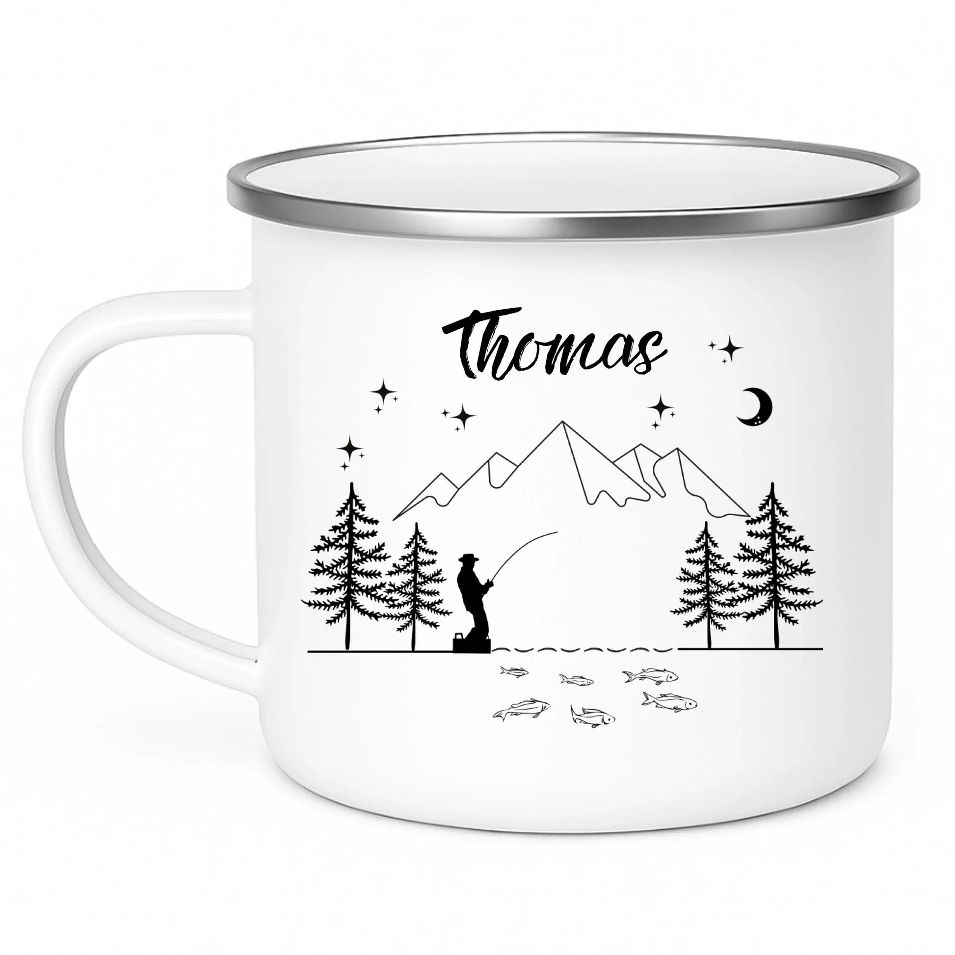 Personalisierte Emaille Tasse Angler "Petri Heil" Little Mathilda Little Mathilda Emaille Tasse