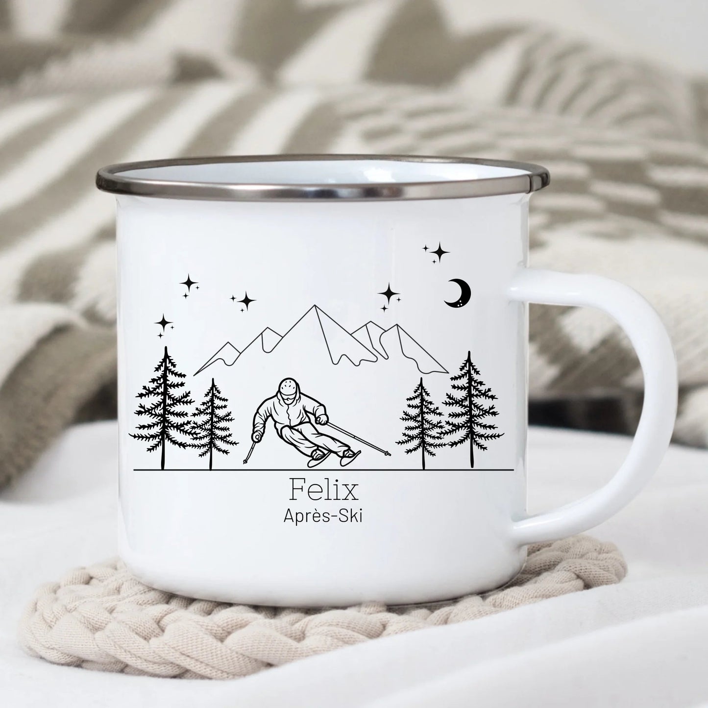 Personalisierte Emaille Tasse "Skifahrer" Little Mathilda Little Mathilda Emaille Tasse