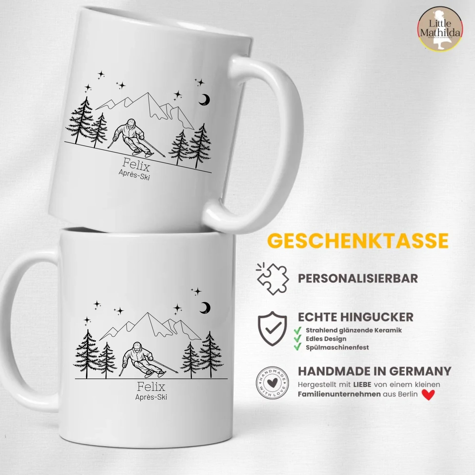 Personalisierte Emaille Tasse "Skifahrer" Little Mathilda Little Mathilda Emaille Tasse