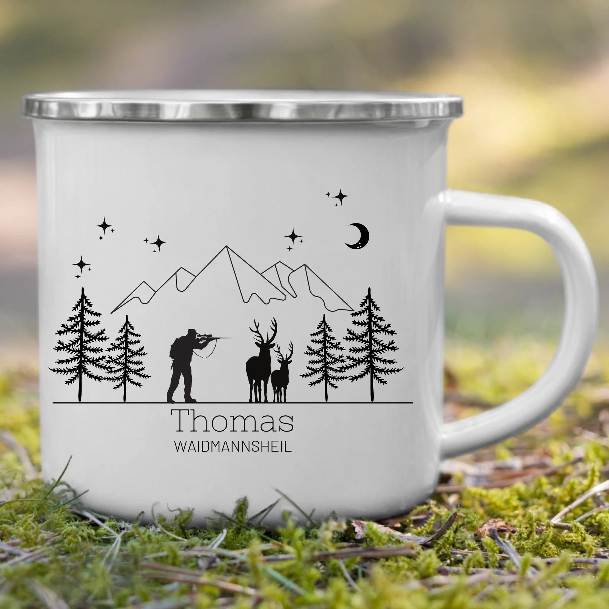 Personalisierte Jägertasse mit Namen – Emaille Tasse für Jäger Little Mathilda Little Mathilda Emaille Tasse