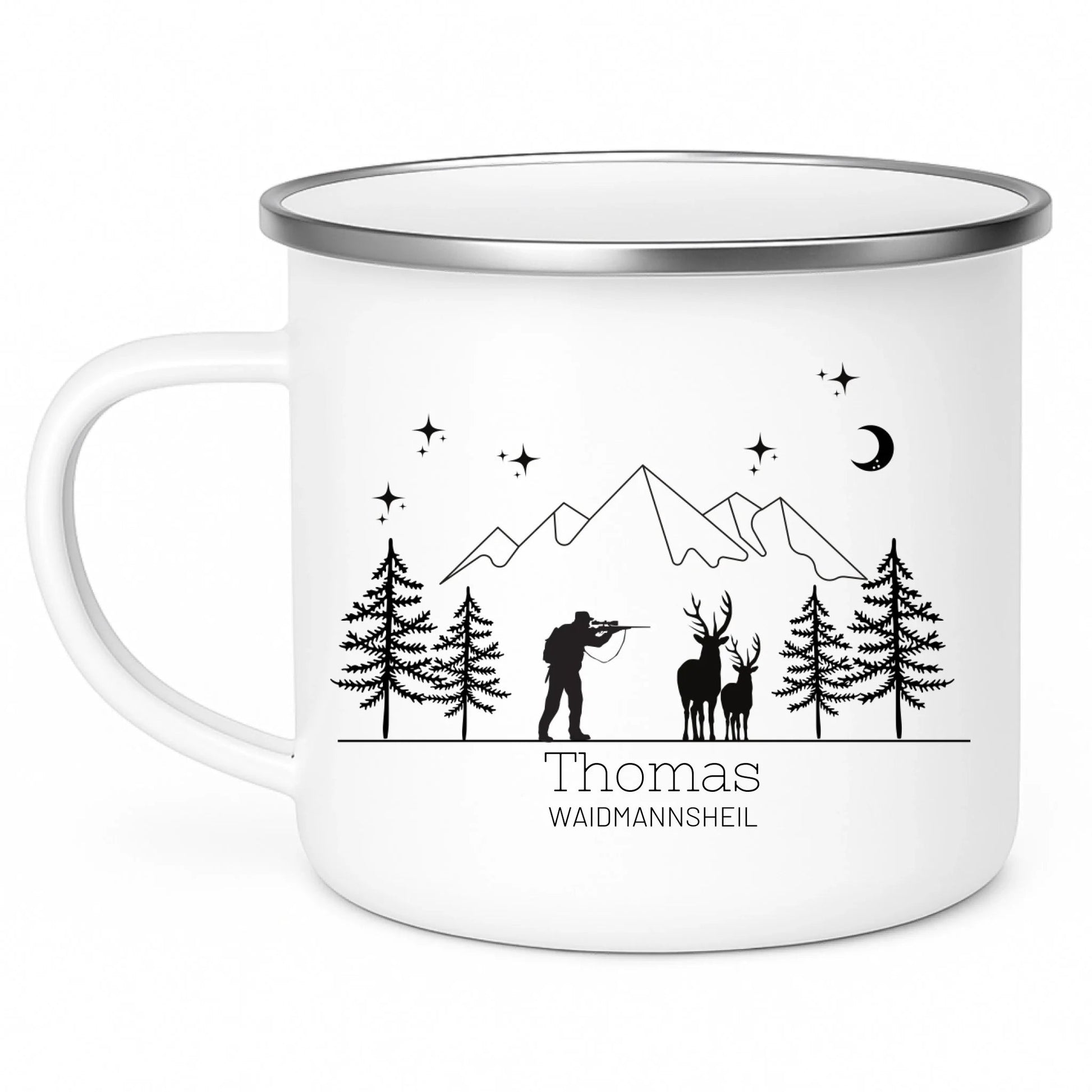 Personalisierte Jägertasse mit Namen – Emaille Tasse für Jäger Little Mathilda Little Mathilda Emaille Tasse