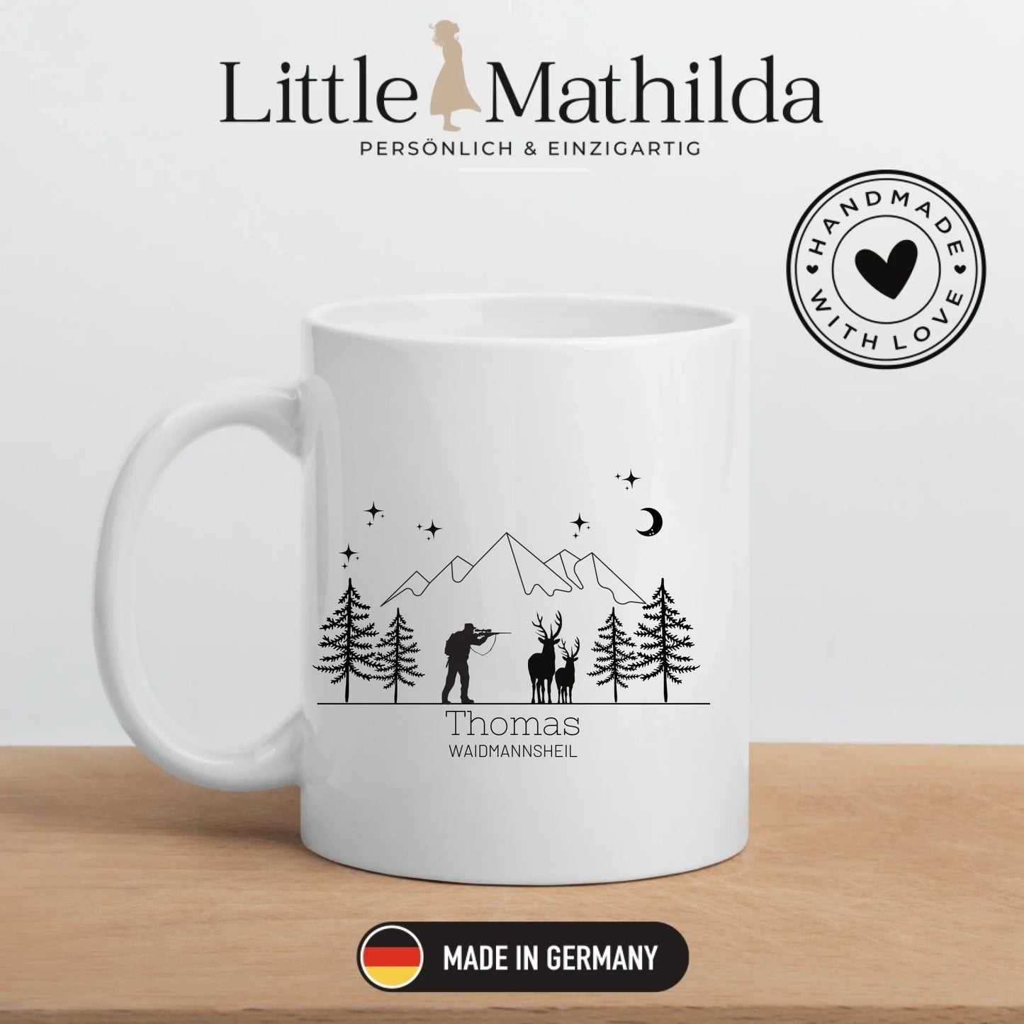 Personalisierte Jägertasse mit Namen – Emaille Tasse für Jäger Little Mathilda Little Mathilda Emaille Tasse