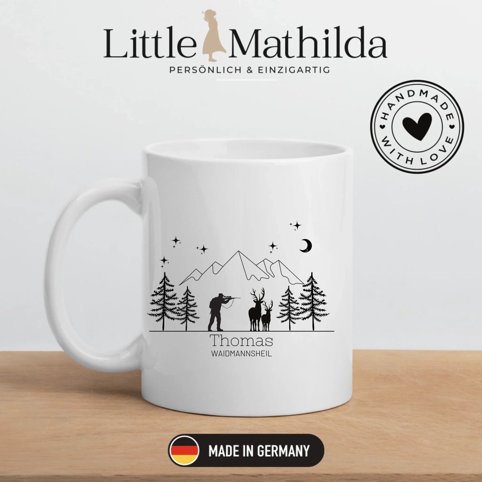 Personalisierte Jägertasse mit Namen – Emaille Tasse für Jäger Little Mathilda Little Mathilda Emaille Tasse