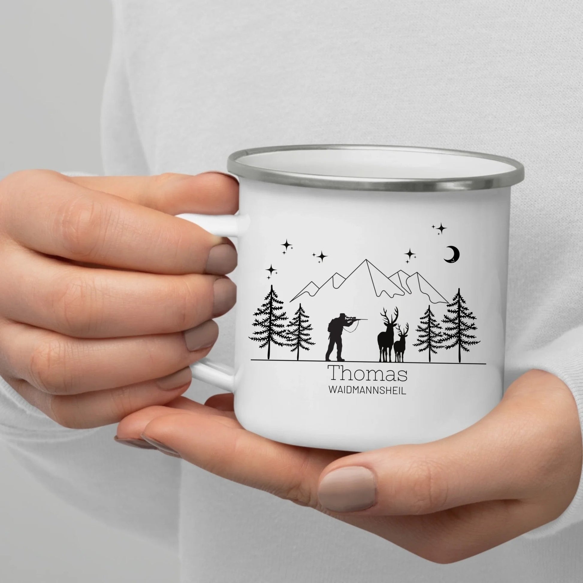 Personalisierte Jägertasse mit Namen – Emaille Tasse für Jäger Little Mathilda Little Mathilda Emaille Tasse