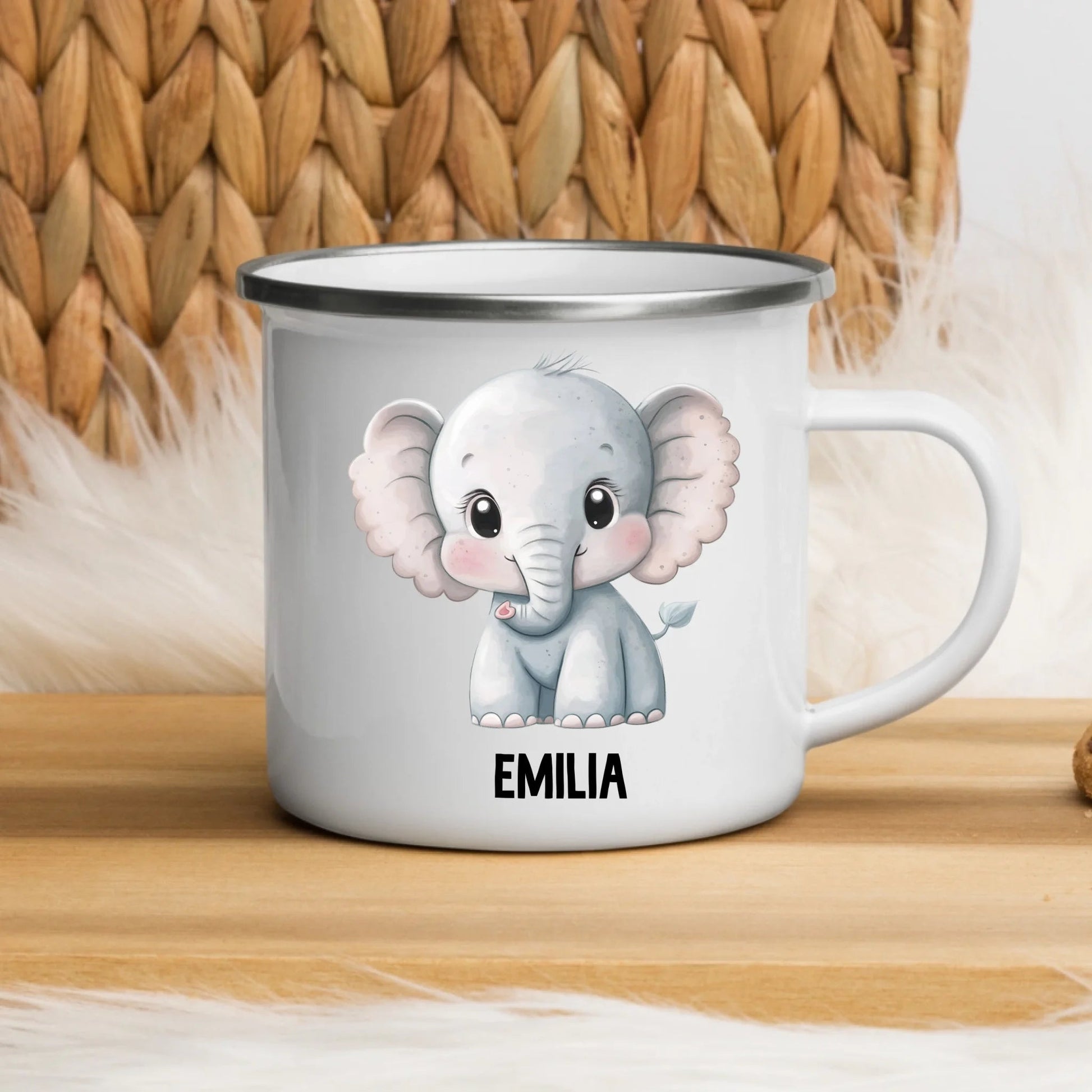 Personalisierte Kindertasse Elefant mit Namen Little Mathilda Little Mathilda Emaille Tasse