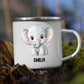 Personalisierte Kindertasse Elefant mit Namen Little Mathilda Little Mathilda Emaille Tasse