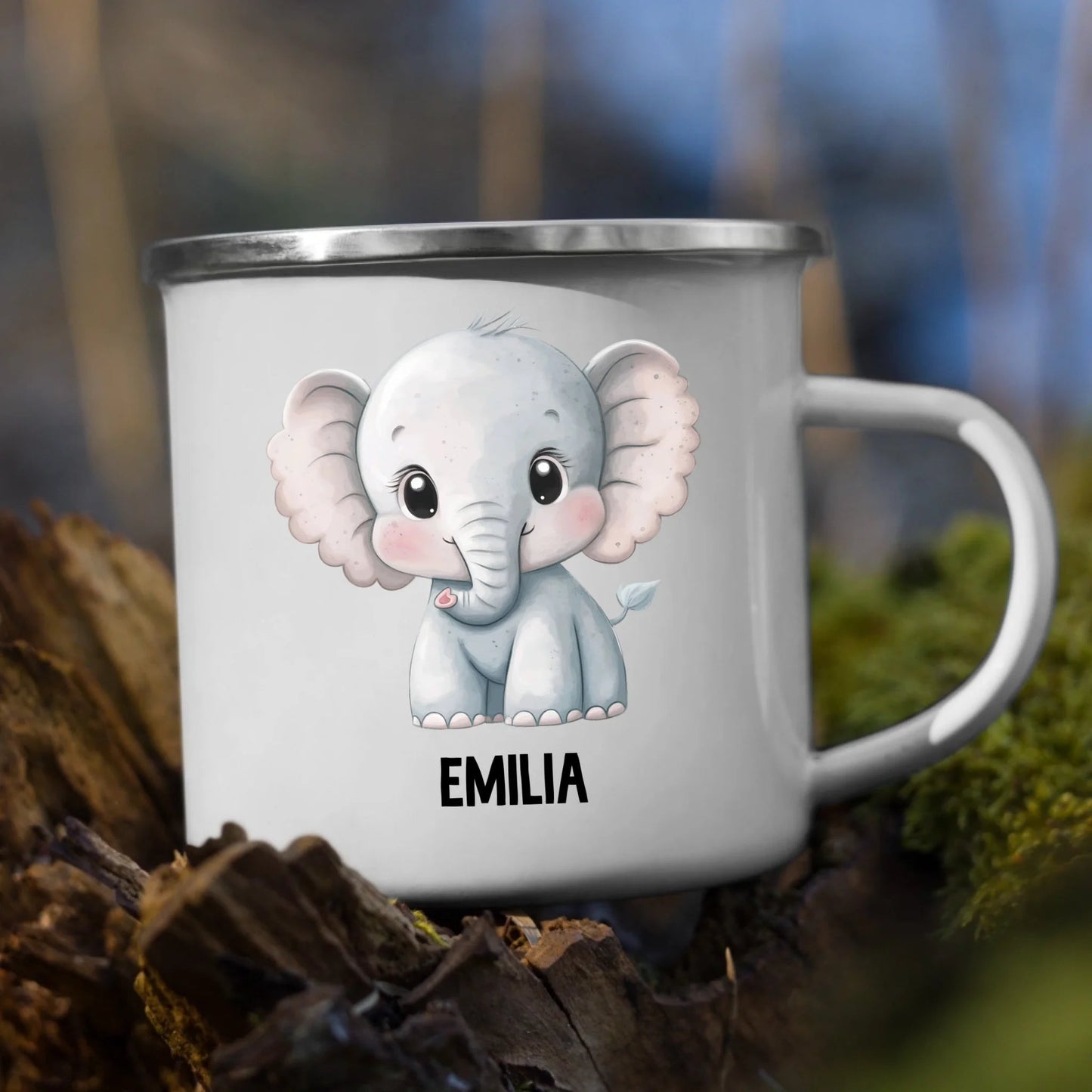 Personalisierte Kindertasse Elefant mit Namen Little Mathilda Little Mathilda Emaille Tasse