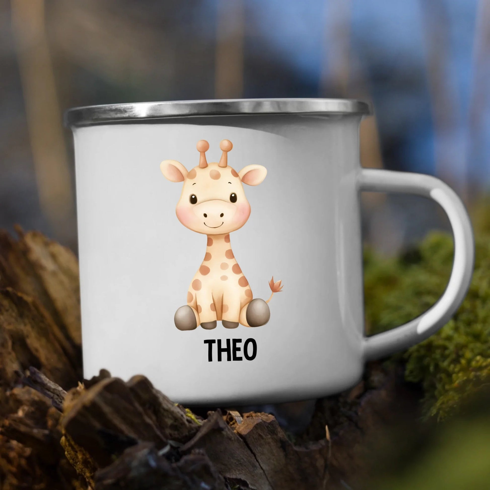 Personalisierte Kindertasse Giraffe mit Namen Little Mathilda Little Mathilda Emaille Tasse