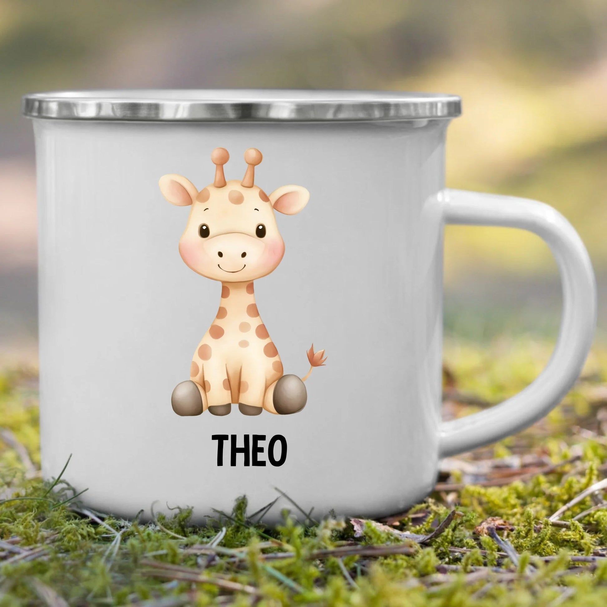 Personalisierte Kindertasse Giraffe mit Namen Little Mathilda Little Mathilda Emaille Tasse
