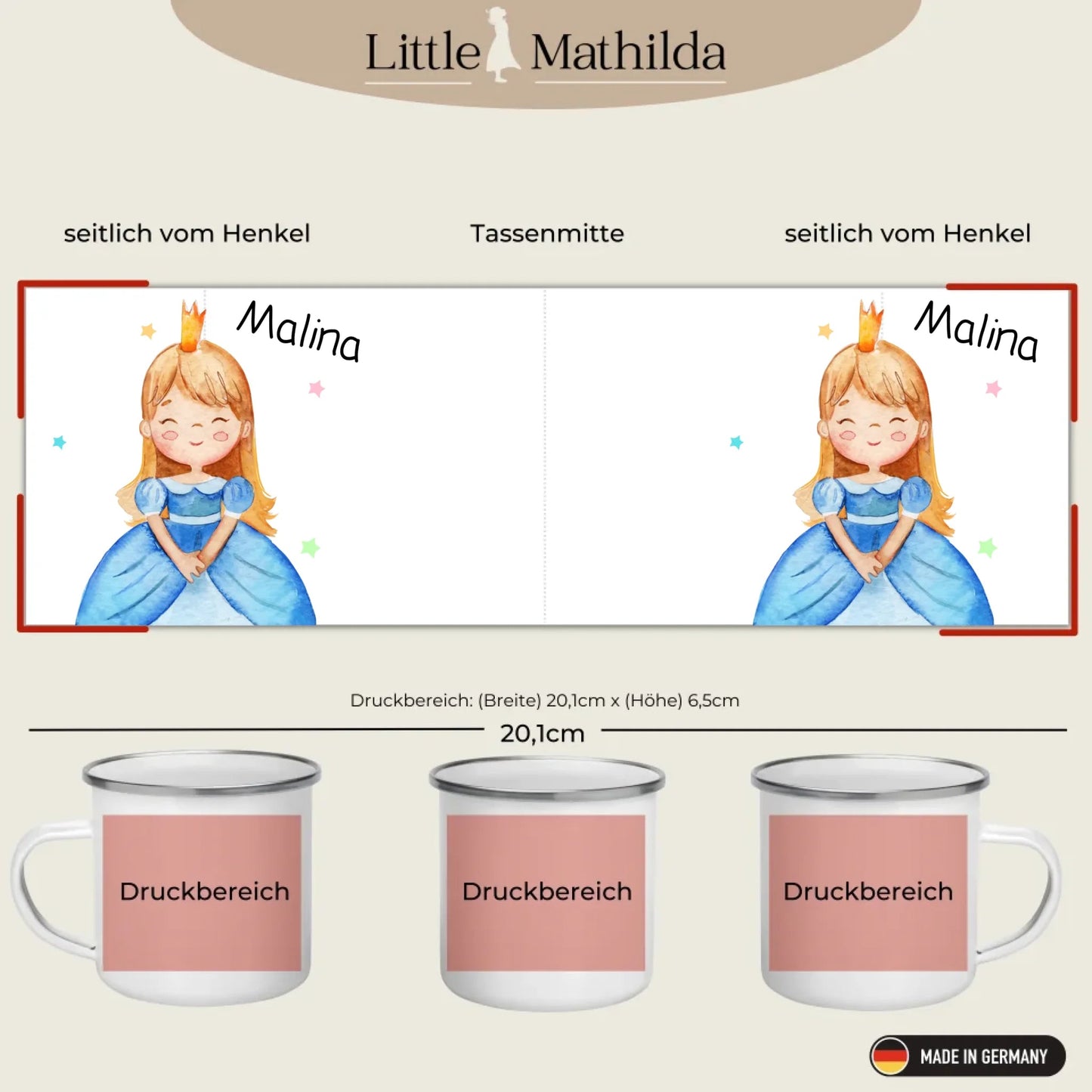 Personalisierte Kindertasse "Kleine Prinzessin" Little Mathilda Little Mathilda Emaille Tasse
