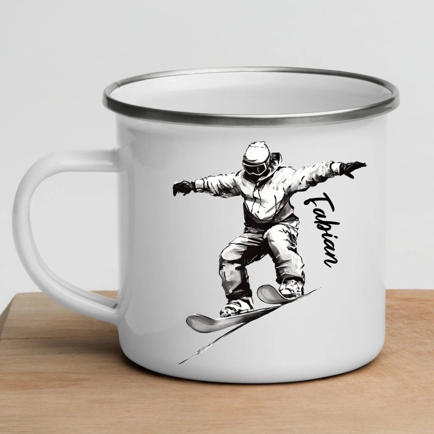 Personalisierte Ski Tasse mit Namen – Geschenk für Skifahrer & Wintersportfans Little Mathilda Little Mathilda Emaille Tasse