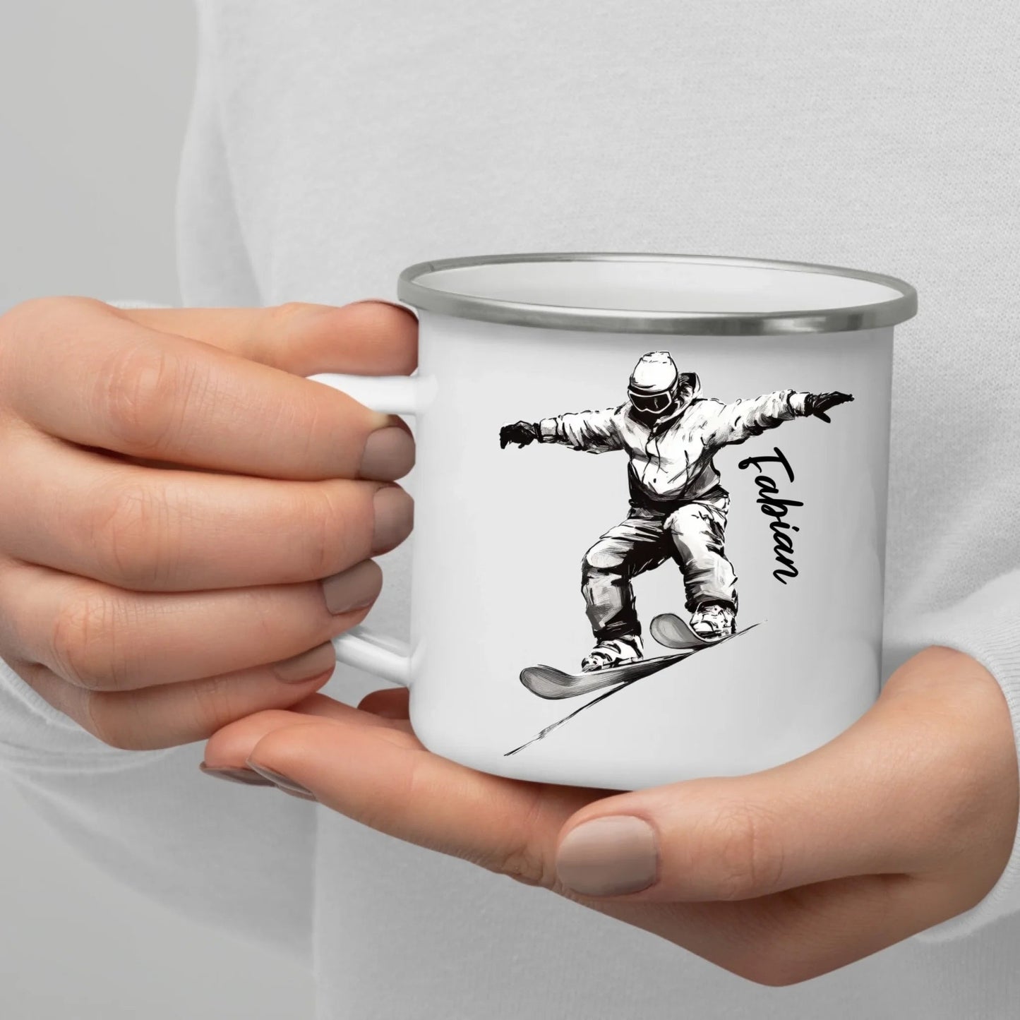 Personalisierte Ski Tasse mit Namen – Geschenk für Skifahrer & Wintersportfans Little Mathilda Little Mathilda Emaille Tasse
