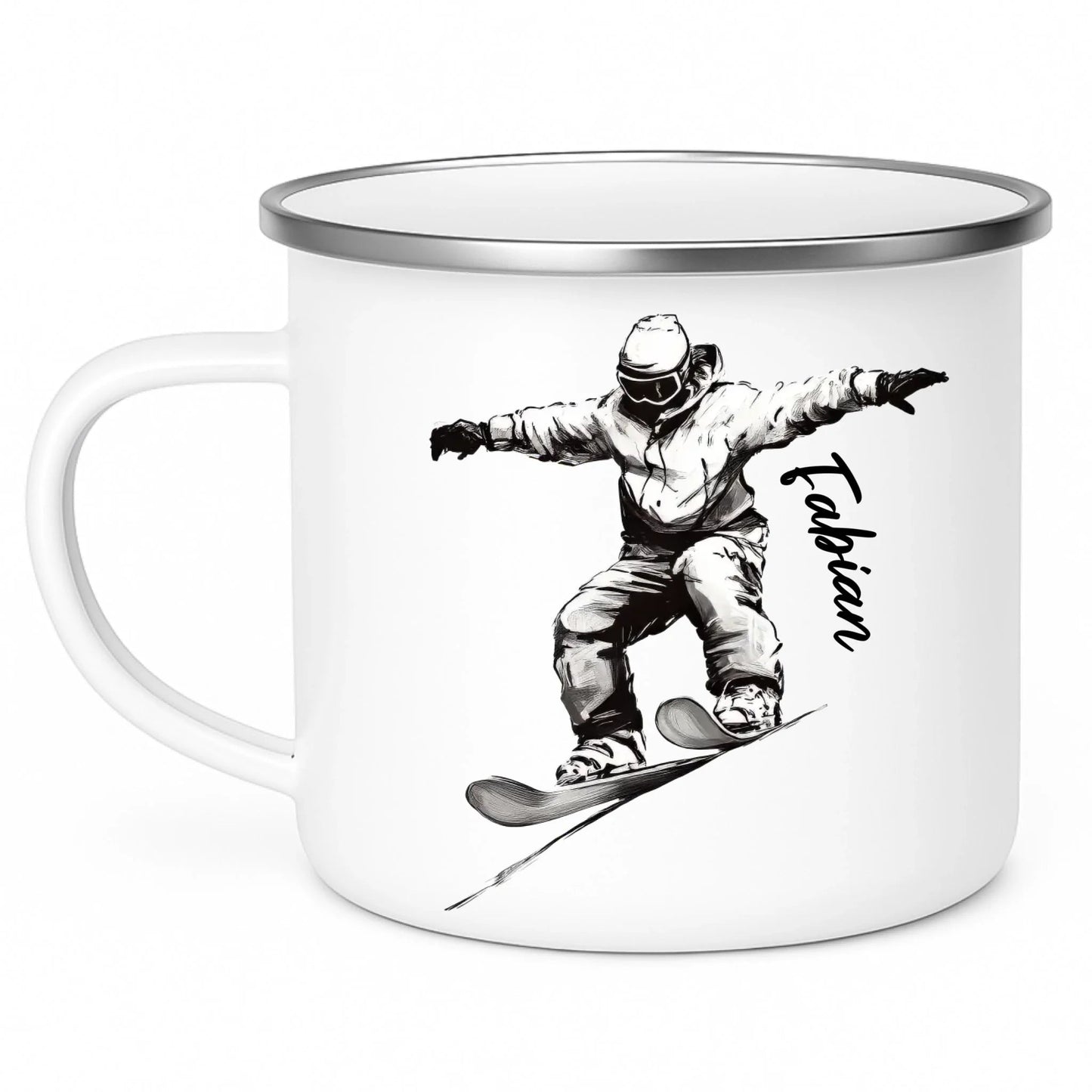 Personalisierte Ski Tasse mit Namen – Geschenk für Skifahrer & Wintersportfans Little Mathilda Little Mathilda Emaille Tasse